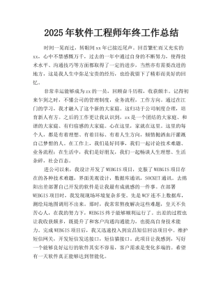 2025年软件工程师年终工作总结