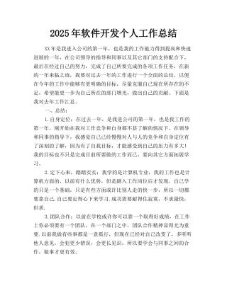 2025年软件开发个人工作总结