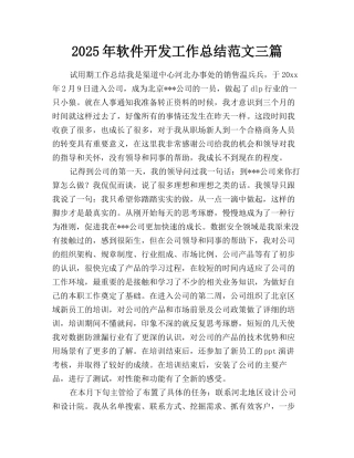 2025年软件开发工作总结范文三篇