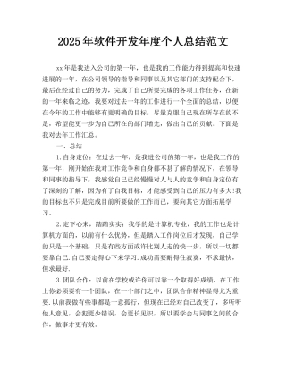 2025年软件开发年度个人总结范文