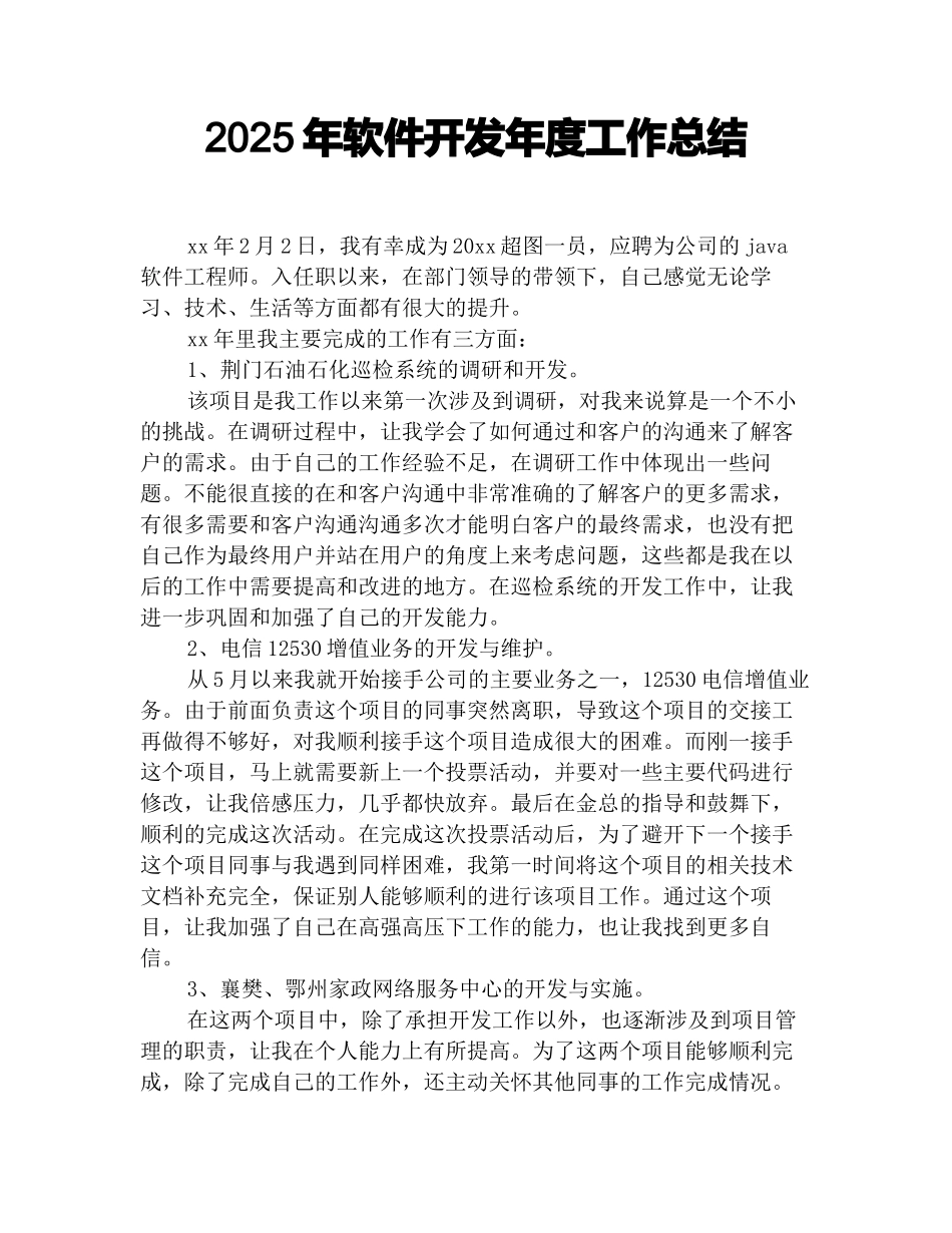 2025年软件开发年度工作总结_第1页