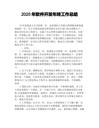 2025年软件开发年终工作总结