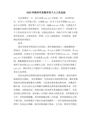 2025年软件开发程序员个人工作总结