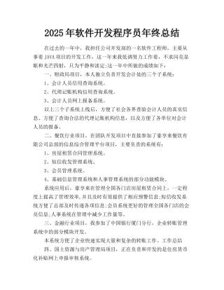 2025年软件开发程序员年终总结