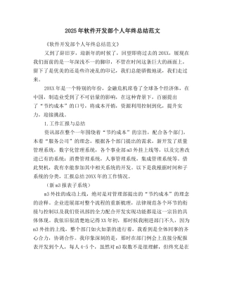 2025年软件开发部个人年终总结范文
