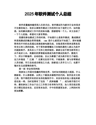 2025年软件测试个人总结