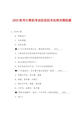2025年软考计算机考试信息技术处理员模拟题