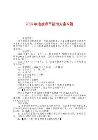 2025年迎接春节活动方案篇
