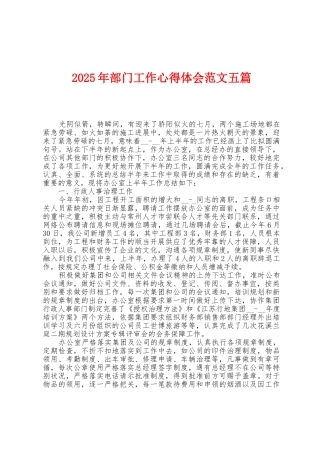 2025年部门工作心得体会范文五篇