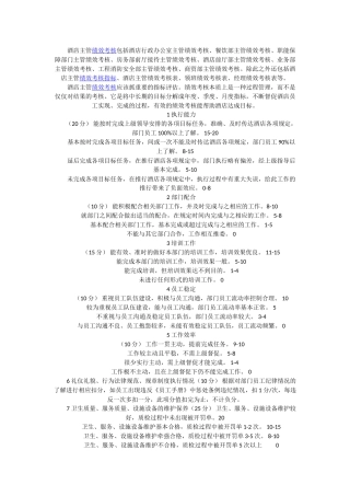 2025年酒店主管绩效考核大全