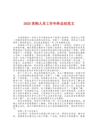 2025年采购人员工作年终总结范文