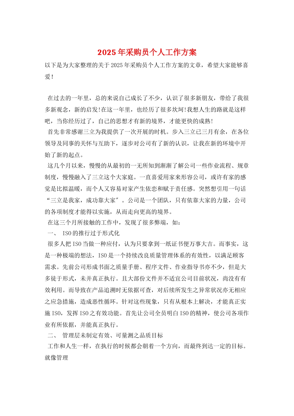 2025年采购员个人工作计划_第1页