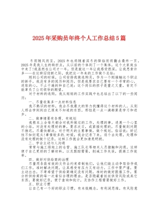 2025年采购员年终个人工作总结5篇