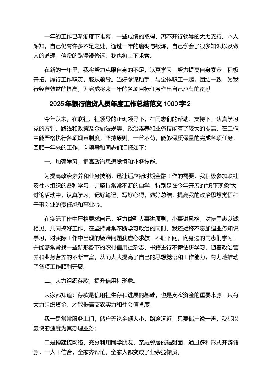 2025年银行信贷人员年度工作总结范文1000字_第3页