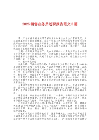 2025年销售业务员述职报告范文5篇