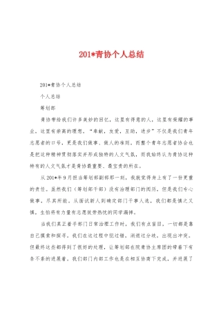 2025年青协个人总结