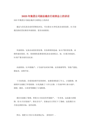 2025年集团公司副总裁在行政例会上的讲话