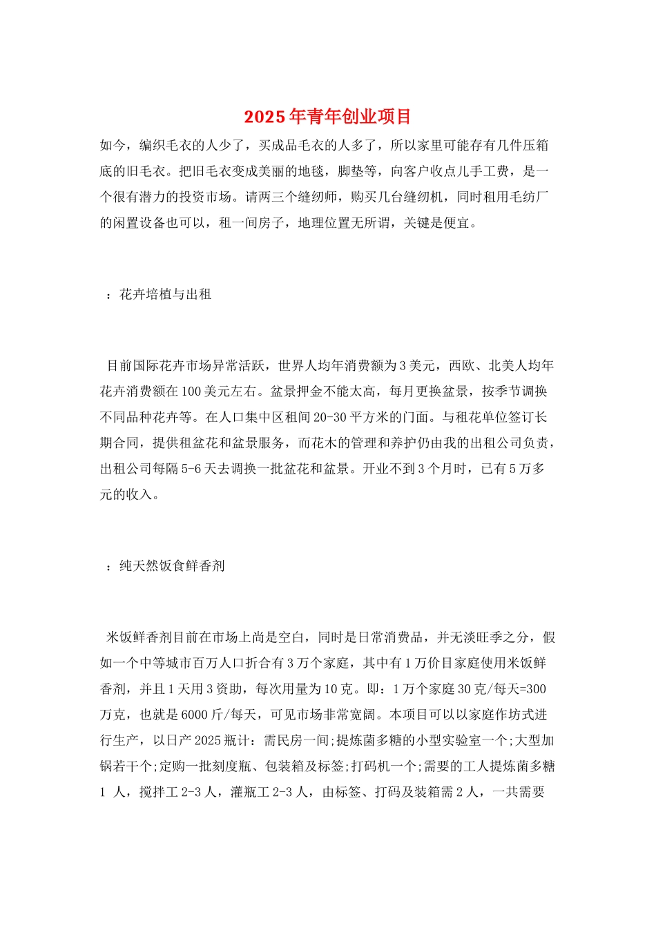 2025年青年创业项目_第1页
