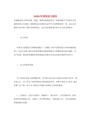 2025年顶岗实习报告
