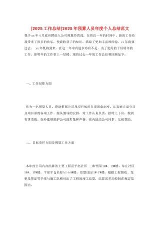 2025年预算人员年度个人总结范文