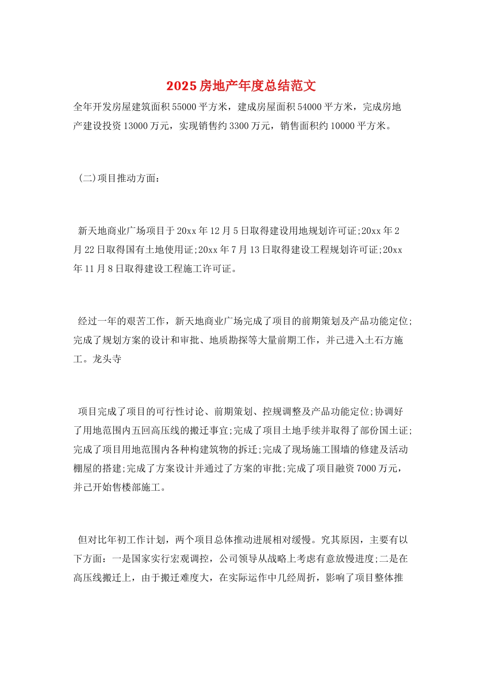 2025房地产年度总结范文_第1页