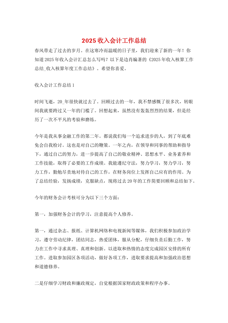 2025收入会计工作总结_第1页