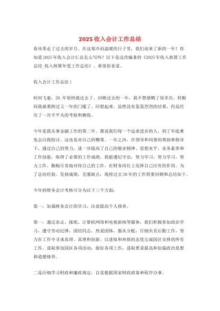 2025收入会计工作总结