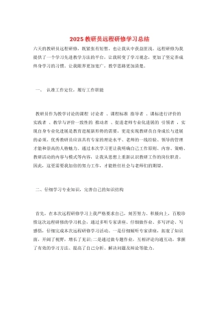 2025教研员远程研修学习总结