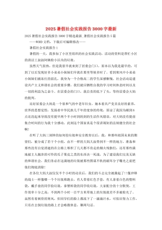 2025暑假社会实践报告3000字最新