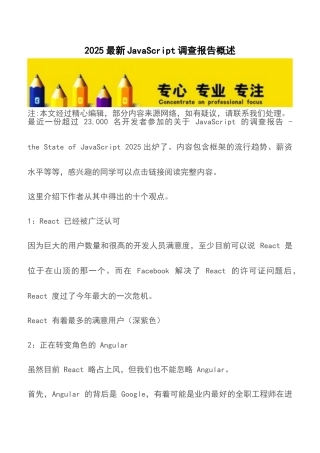 2025最新JavaScript调查报告概述