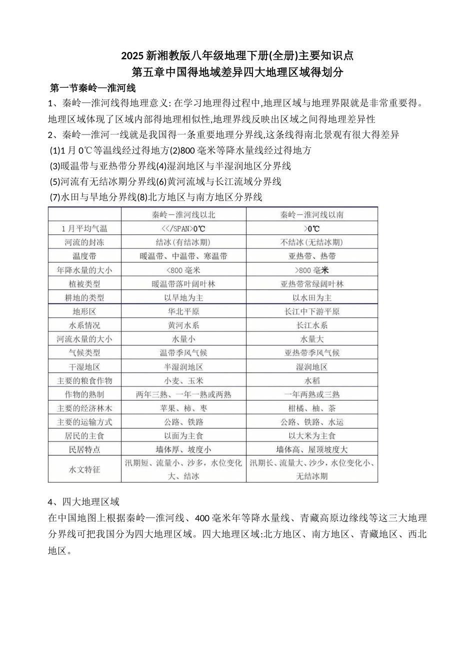 2025最新湘教版八年级地理下册知识点归纳_第1页