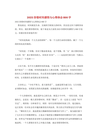 2025珍惜时间感悟与心得体会800字