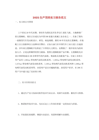 2025生产顶岗实习报告范文
