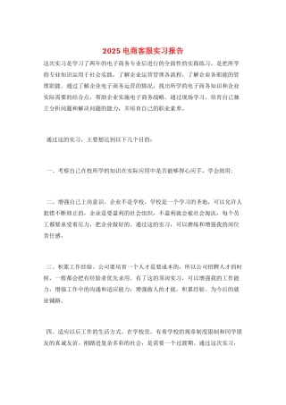 2025电商客服实习报告