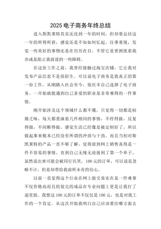 2025电子商务年终总结