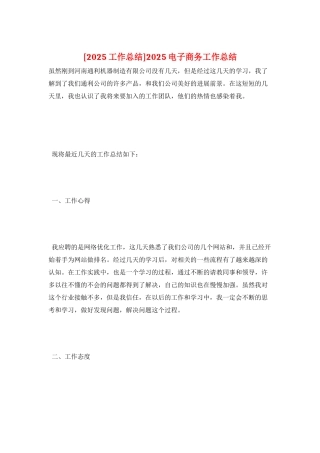 2025电子商务工作总结