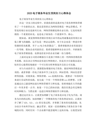 2025电子商务毕业生顶岗实习心得体会