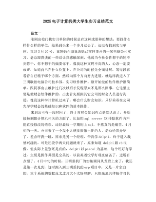 2025电子计算机类大学生实习总结范文
