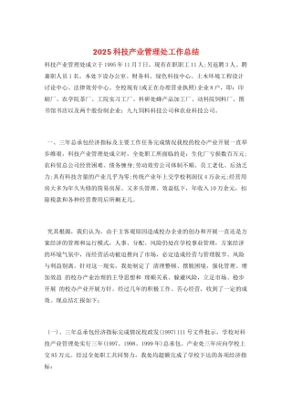2025科技产业管理处工作总结