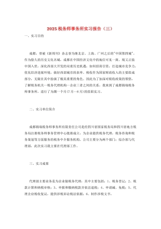 2025税务师事务所实习报告(三)