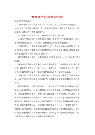 2025程序员的年终总结报告