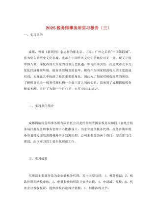 2025税务师事务所实习报告