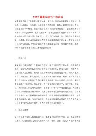2025董事长秘书工作总结