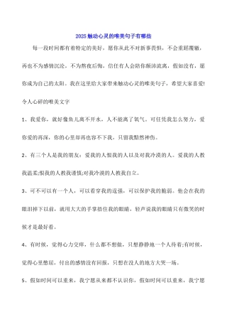 2025触动心灵的唯美句子有哪些