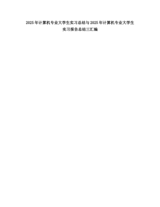 2025计算机专业大学生实习总结