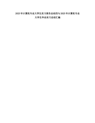 2025计算机专业大学生实习报告总结