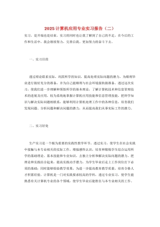 2025计算机应用专业实习报告