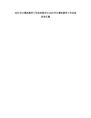 2025计算机教学工作总结4