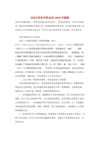 2025财务年终总结1000字最新