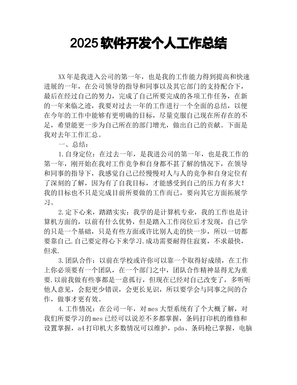 2025软件开发个人工作总结_第1页